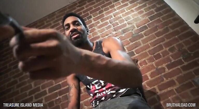Hung thug jerks his big cock