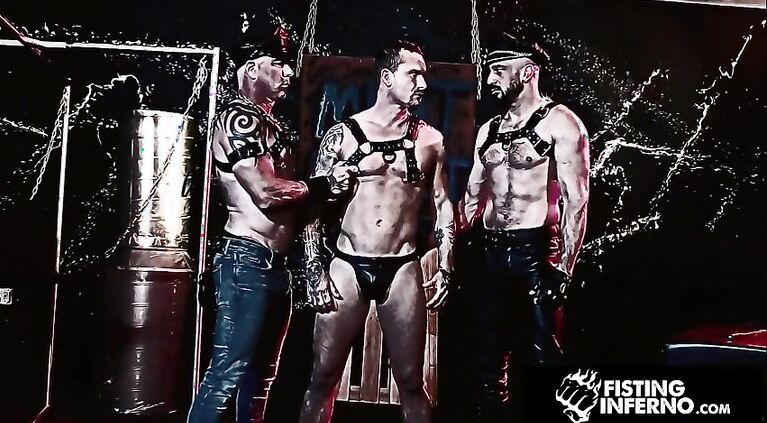 Sub Harnessed Hunk Swallows 2 Dom Loads - Isaac X, Marco Napoli, Ryan Carter - FistingInferno