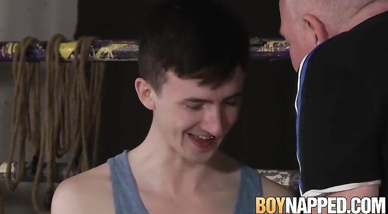Bound twink slave Alex Knight ass spanked by mature master