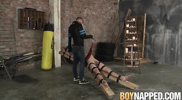Bound sub Michael Wyatt jerked off by gay maledom