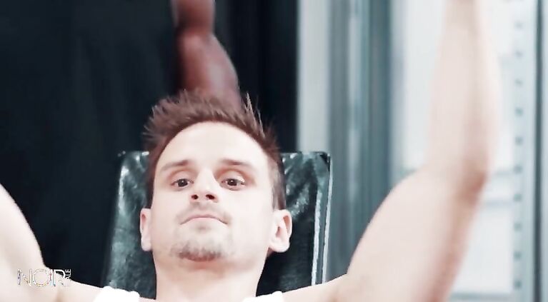 NoirMale - White athlete in jock gets BBCed