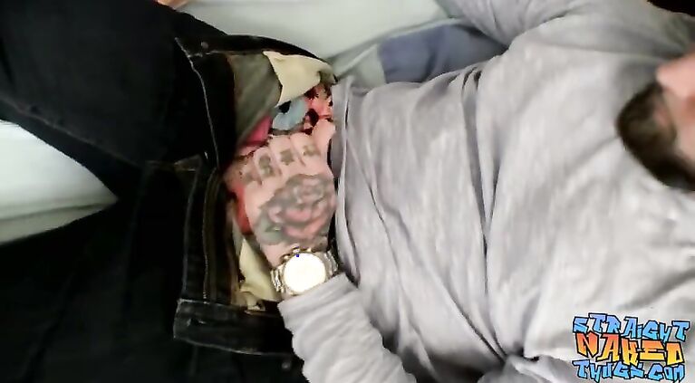 Handsome inked straight thug Jacque Gosling masturbates solo