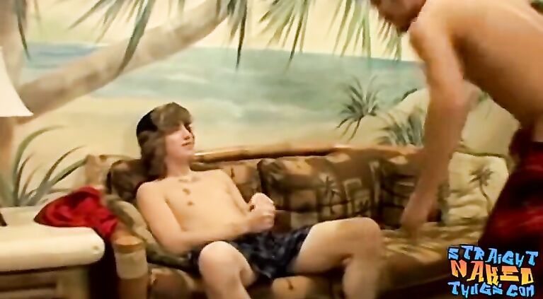 Twinks fool around before playfully masturbating together
