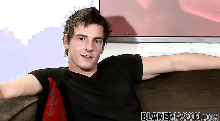 Amateur British dude strokes his penis after interview