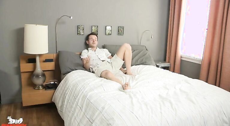 Luke Kennedy's cock is rock-hard & pointing straight out