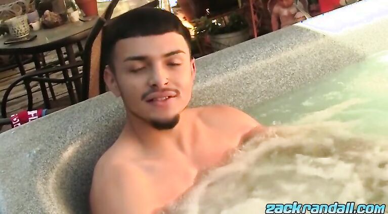 Stud Zane Vega jerks off after chilling in jacuzzi