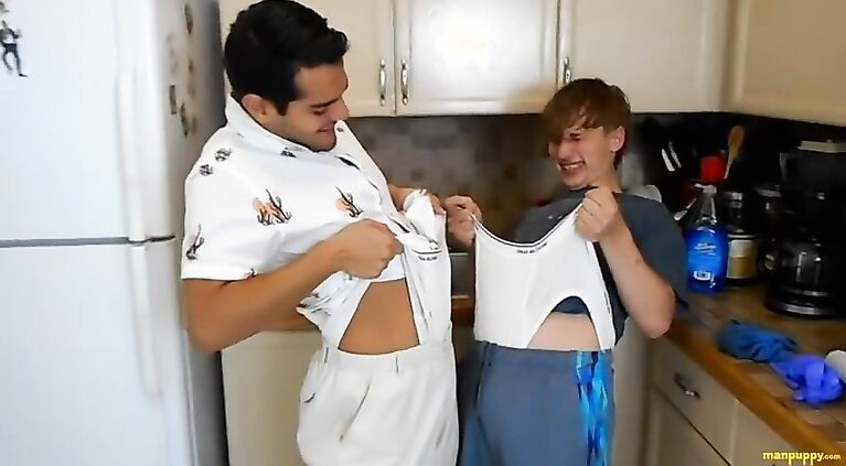 Two twinks give themselves wedgies in tighty whities