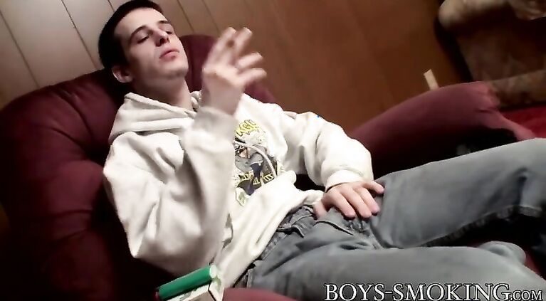 Athletic amateur Brian Strowkes smokes cigars while jerking
