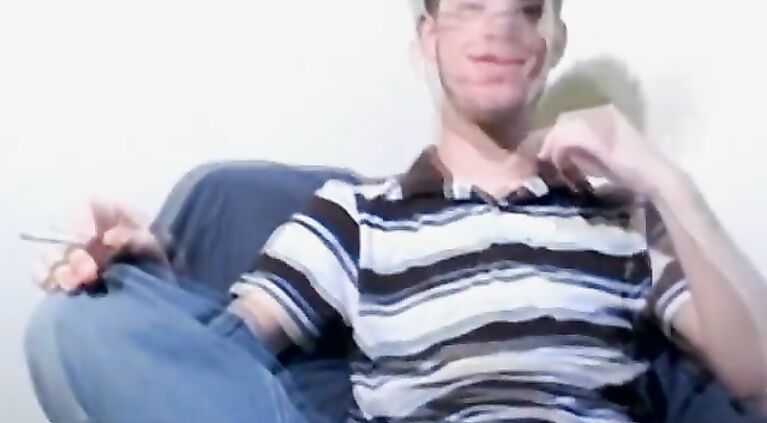 Cute twink smoker squirts cum before finishing cigarette