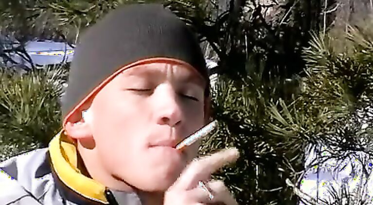 Awesome twink Roma likes smoking and stroking at once