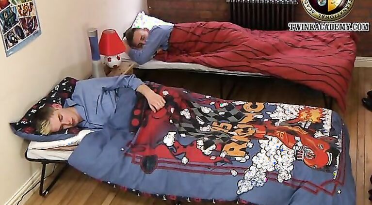 Dorm cam catches hung chav getting ready for school