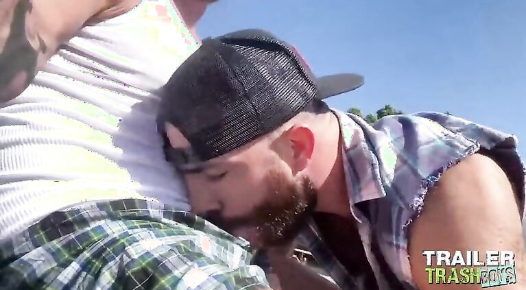 TRAILERTRASHBOYS Bearded Bottom Takes Big Raw Dick Outdoor