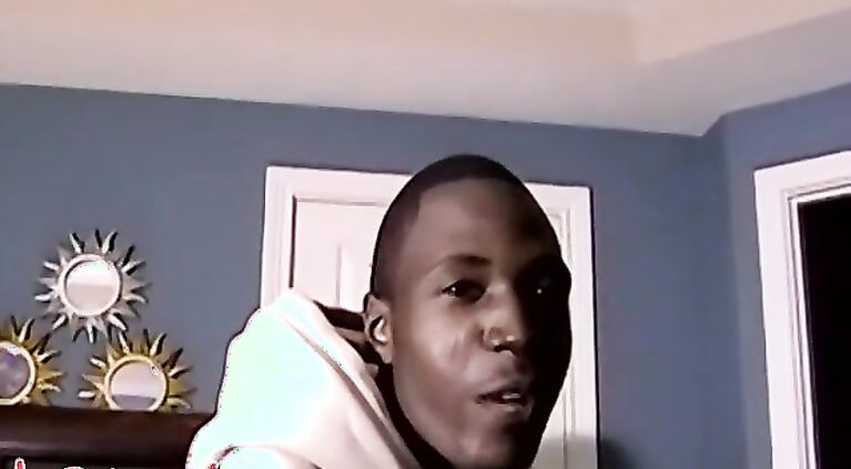 Black stud achieves pleasure by touching his massive dick