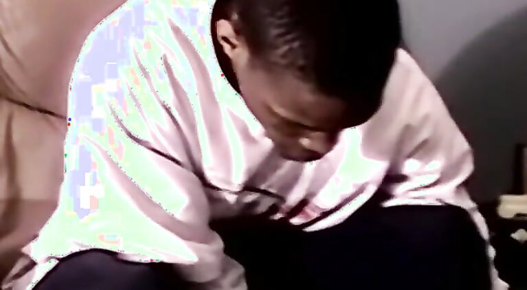 Black young amateur strokes his huge cock while cam recorded