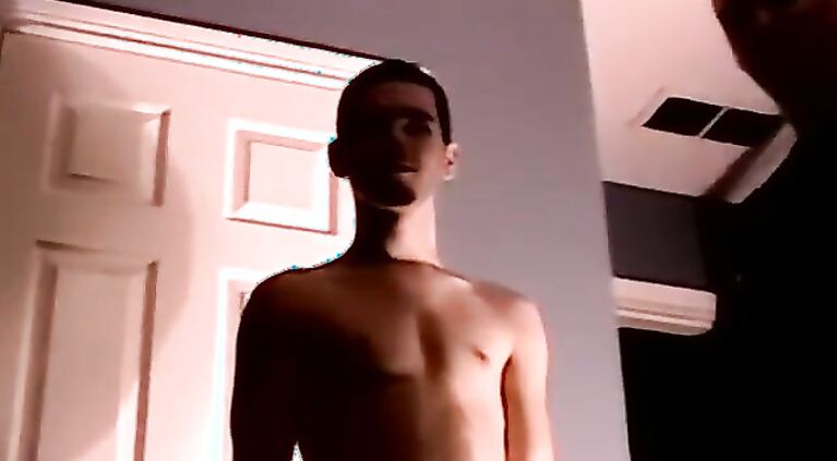 Young man tugging and stroking his dick
