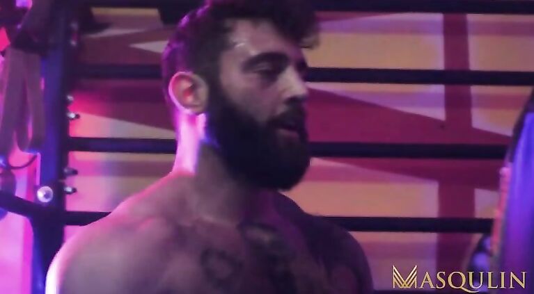 Bearded Gay Watches Two Guys Raw Fucking