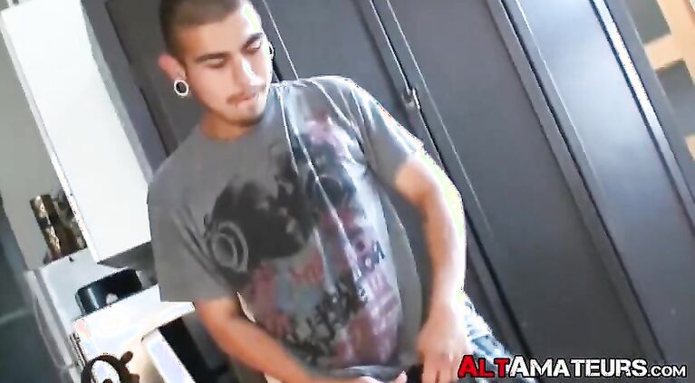 Kinky alternate  teases his thick cock while moaning