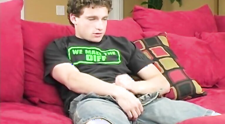 Curly Haired Straight Guy Kyle Masturbating