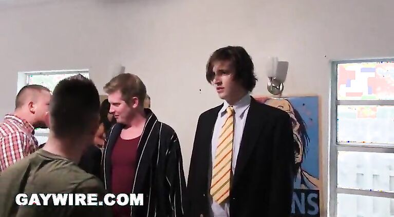 GAYWIRE - Young College Pledges Worship Cock During Hazing Ritual