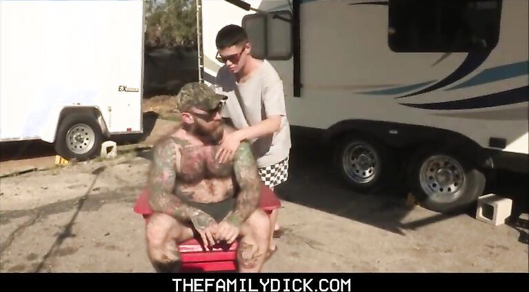 Hot Tattooed Muscle Hunk StepDad Jack Dixon Public Sex With Twink StepSon Dylan Hayes