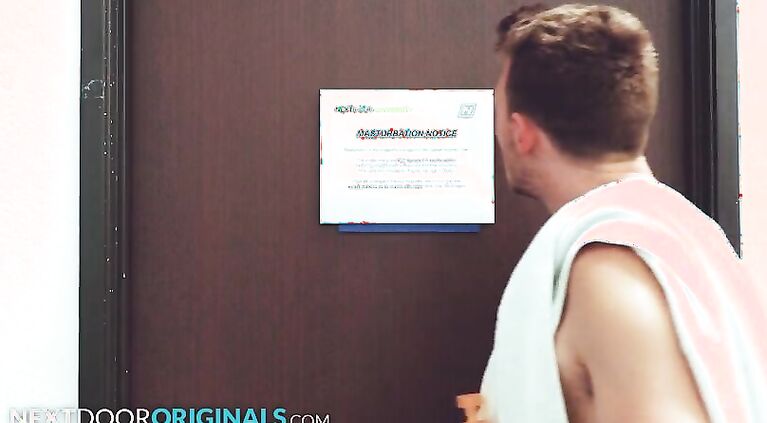 Jock Caught Jerking In The Shower Is Drilled