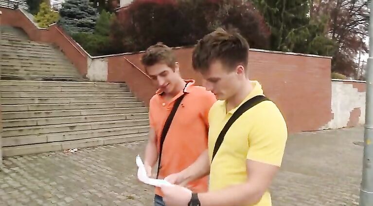 Two pretty studs meet to study and have hot gay sex for the first time instead
