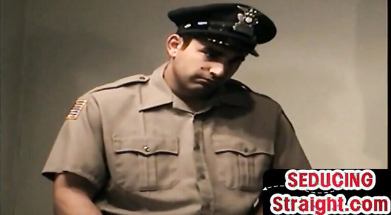 Sturdy straight cop cock sucked and tugged by mature