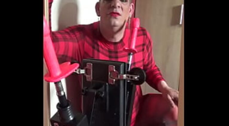 bisexual crossdresser lets the toy fuck him as he gets a taste of it afterwards