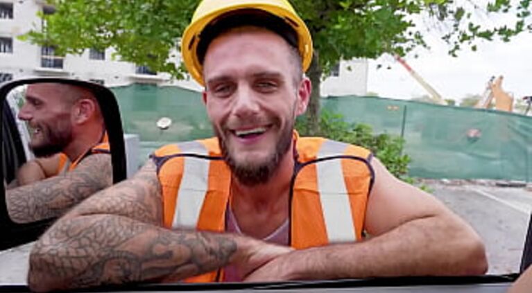 Construction worker gets played and gets sucked by a man instead of a woman